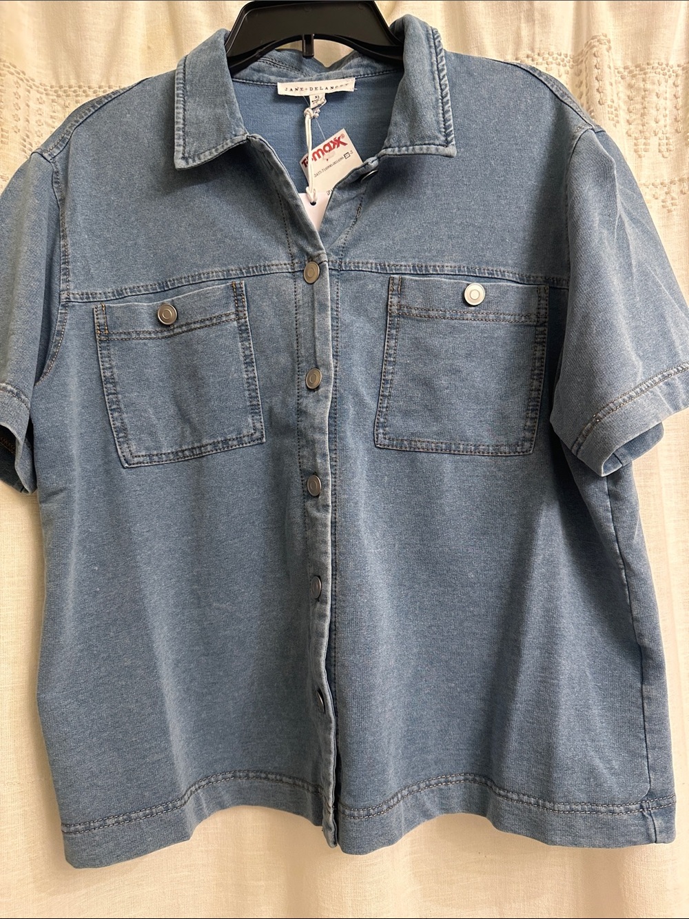 Jane and Delancey Light Blue Button-Front Shirt Jacket